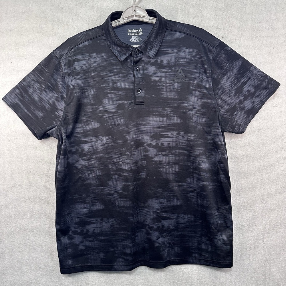 Reebok Performance Polo Men's 2XL‎ Black Gray Lightweight Logo Golf